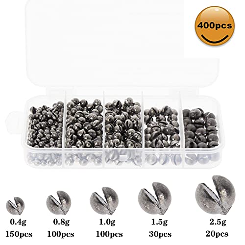 Croch Fishing Weights Sinkers Kit, 400pcs Removable Split Shot Sinkers Fishing Weights Sinkers 5 Sizes,0.014 0.028 0.035 0.053 0.088 oz - Thumbnail 3