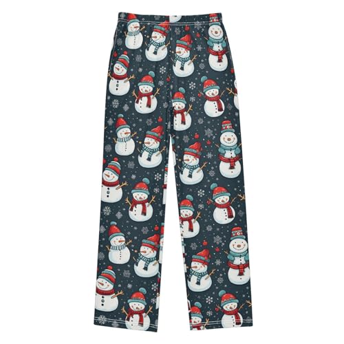 Christmas Cute Snowman Boys Pants for Kids Jogger Pants with Pockets S-XL