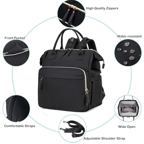 Image of LORADI Large Diaper Bag Tote, 14 Pockets Stylish Baby Bag with Stroller Clips and 3 Insulated Pockets, Baby Shower Essentials