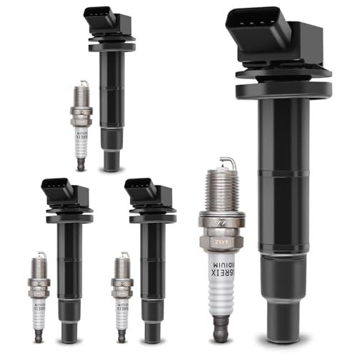 Image of X4XZ UF333 Ignition Coil Packs & 7092 Double Iridium Spark Plug for Toyota | Compatible with 2001-2012 Toyota Camry Corolla RAV4 Highlander Solara Matrix Scion xB tC Lexus HS250h C1330