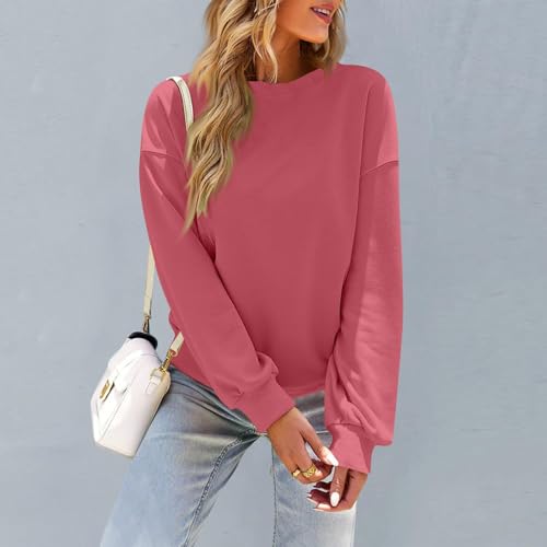 Image of Women Crew Neck Sweatshirts Fall Casual Oversized Sweat Shirts Long Sleeve Cute Preppy Sweatshirt Comfort Pullover