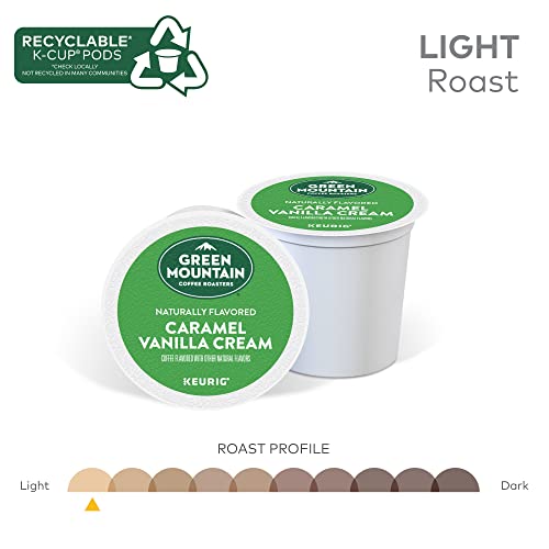 Green Mountain Coffee Roasters Caramel Vanilla Cream, Single-Serve Keurig K-Cup Pods, Flavored Light Roast Coffee, 96 Count #TOP3