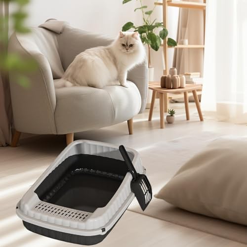 Caja sanitaria para gatos con borde abierto y pala negra miniatura 5