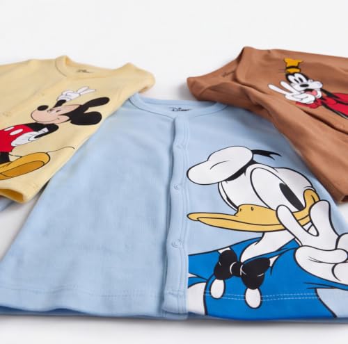 Image of minicult Cotton Unisex Front Open Full Sleeve T-Shirt with snap Buttons and Cute Prints Combo Pack