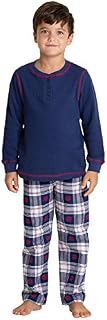 PajamaGram Boys Pajamas Soft Flannel - Boys Plaid Pajamas, Blue, 12