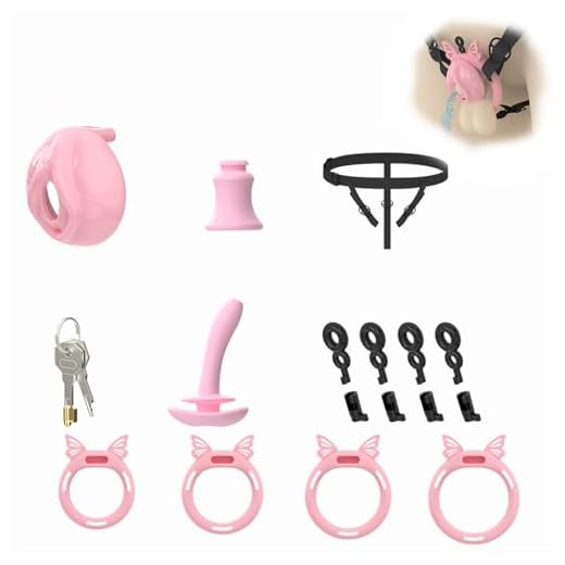 Peniskäfig Keuschheitskäfig Für Herren Mini Vaginal Design Mit Katheter Und 4 Ringe Chastity Cage Penis Cage Fetisch Bondage Chastity Belt Crossdresser Set（C）