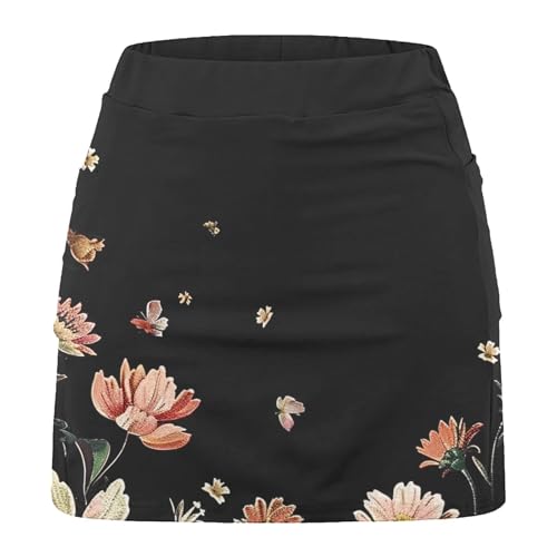 Skirts for Women Plus Size Athletic Golf Tennis Mini Skirts Casual Floral Print Lightweight Skirt Inner Shorts with Pockets2