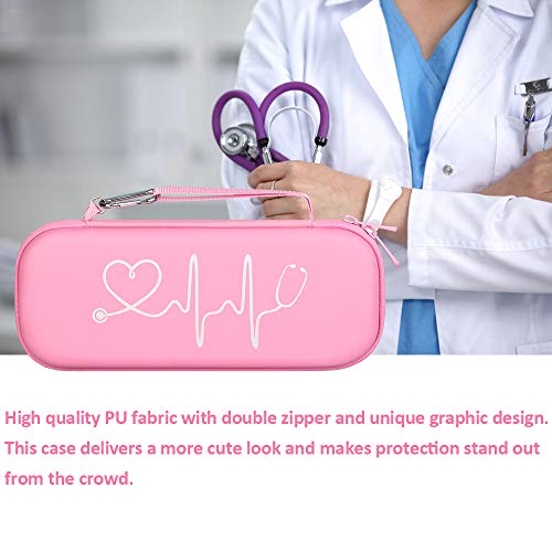 Image of BOVKE Stethoscope Case for 3M Littmann Classic III Monitoring /Lightweight II S.E /Cardiology IV Diagnostic /MDF Acoustica Stethoscopes, Mesh Pocket for Doctor & Nurse Accessories, Pearl Pink