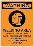 Warning: Welding Area - Do Not Stand Near or Watch Welding Arc Without PPE Sign Metal Sign 12