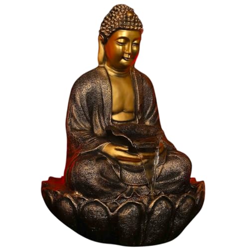 Image of 3 Feet Kamal Buddha Water Fountain for Home & Garden|Fiber Buddha Fountain with LED Light|Indoor Outdoor Fountain for Vastu & Positivity (Golden, 3 Feet Kamal Buddha Fountain)