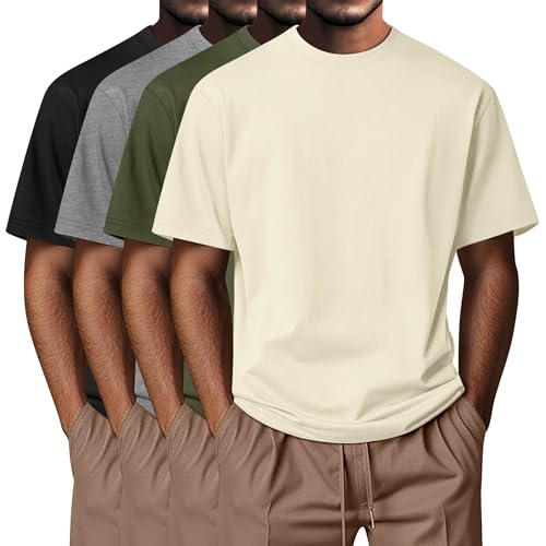 Neer 4 Pack Men's Big and Tall Shirts Summer Cotton Short Sleeve Tee Crew Neck Casual Top Basic Oversize T Shirts
