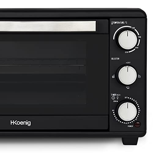 H.Koenig Mini Four 25L Electrique FO25 Posable Compact Multifonction Performant 1500W Programmable 4 modes de cuisson, 230°,Minuteur 60 min, Porte en Verre, grille de cuisson – vue 4