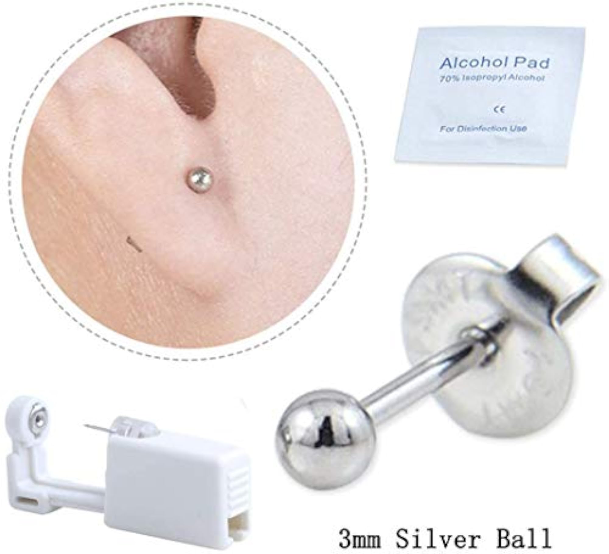 Self Ear Piercing Gun Kit, 2 Pack Disposable Tool