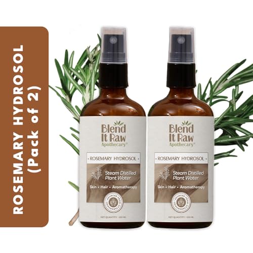 Image of Blend It Raw Apothecary Rosemary Hydrosol | Steam Distilled Rosemary Water for Hair Care | Pack of 2 | 100ml each