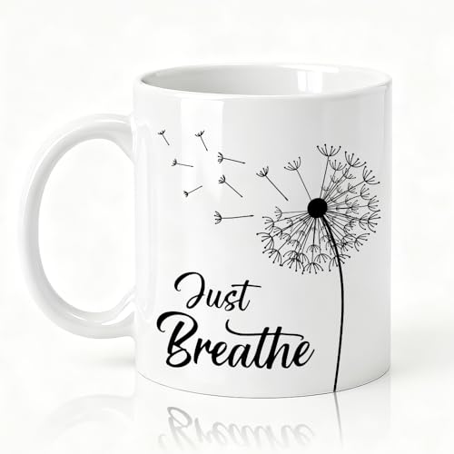 Taza de cerámica Just Breathe para café 11 oz