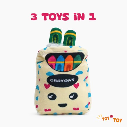 Image of Mutt of Course Xtra Crayons 3 Toys in 1 | Plush Toy for Dogs | Dogs 3 in 1 Toy with Squeaker