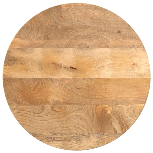 vidaXL Mango Wood Table Top 60 cm - Round, Solid & Natural Finish Brown Tabletop for Dining, Coffee, Side Tables for Living Room, Office & Commercial Spaces