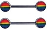 Body Accentz® Nipple Ring Bars Rainbow Gay Pride Body Jewelry Pair 14 Gauge