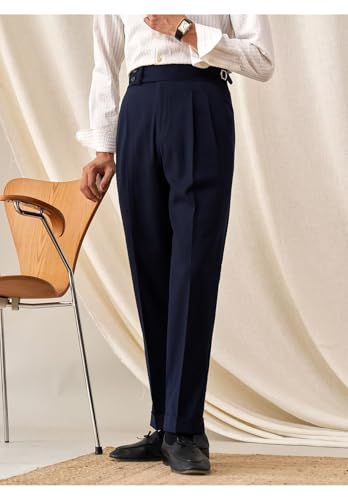 Mens Classic Fit Pants Casual Dress Pants Slim Fit Flat Front Trousers Slacks3