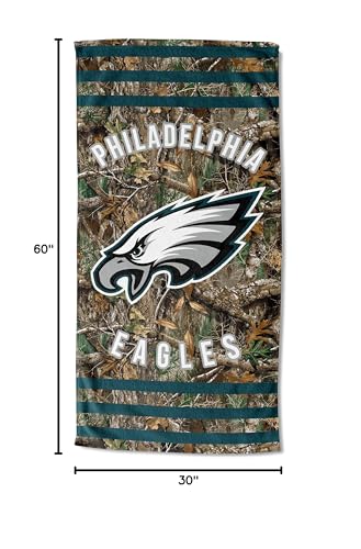 Image of NORTHWEST NFL Philadelphia Eagles Unisex-Adult Beach Towel, 30 inch x 60 inch, Realtree Camo Stripes (Pack of 6)
