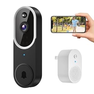 Smart Video Doorbell Camera Wireless with Ring Chime, AI Human Detection and Instant Alerts, Night Vision, Battery Powered, Cloud Storage, 2.4G WiFi, Home Security System