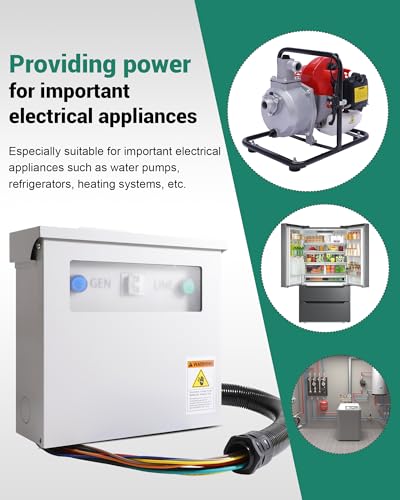 50 Amp Transfer Switch Kit with Multiple 50A, 30A, 20A, 15A Circuit Breakers, Dual Power Manual Transfer Switch, 8 Circuits, with 50A Resistant Power Inlet Box - Image 5