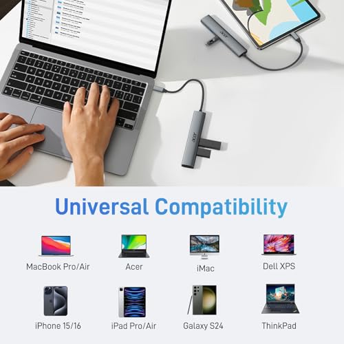 Acer Hub USB C, 5 in 1 Adattatore USB C a HDMI 4K con PD 100W, 3 USB A, Adattatore Multiporta typo C per laptop, PC, tablet, iPad Pro, iMac, iPad, iPhone 15/16 - Hub USB - Immagine 8