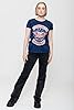 Aerosmith T Shirt Boston Pride Band Logo Official Womens Skinny Fit Navy Blue M #1