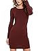 Face N Face Women's Knitting Sexy Casual Long Sleeve Short Dress Wine Small