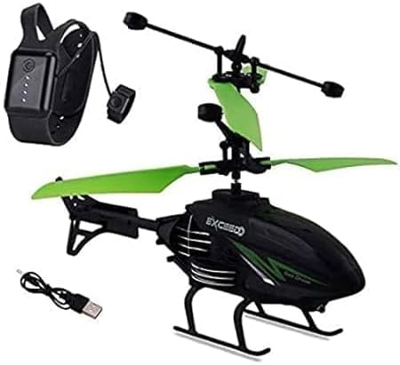 Wandering Nava Pava Outdoor Flying Helicopter With Hand Induction Watch | Electronic Radio Rc Remote Control Toy | Charging Helicopter With 3D Light & Safety Sensor For Kids (Multi Color)