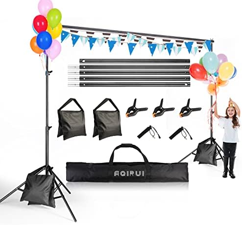 Backdrop Stand 6.5x10ft Adjustable Photo Backdrop Stand kit for Parties Wedding Photography with Carry Bag