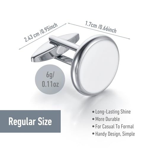 Tyqour Manschettenknöpfe Herren Manchettenknoepfe Weiß Cufflinks for Men Silber Hochzeit Klassische Manschettenknöpfe Hochzeit Tanzparty Business
