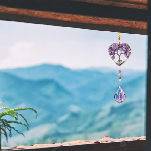 Amethyst sun catchers for windows,novelty gifts for women,Tree of Life Natural Chakra Healing Crystal Stone Spiritual crystal gifts for women - Image 4
