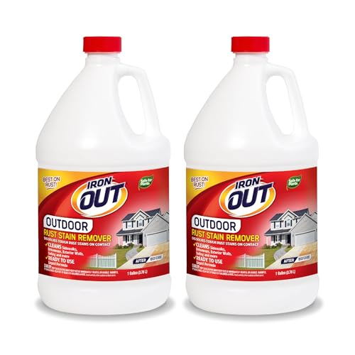 IRON OUT Liquid Rust Stain Remover, Pre-mixed, Quickly Removes Rust Stains from Concrete, Vinyl and...