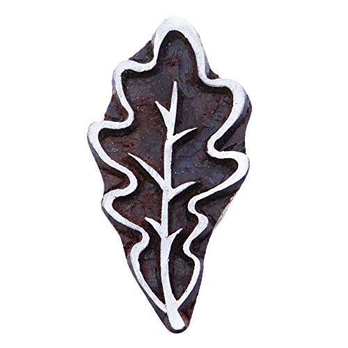 Indian Decorative Block Brown Wooden Textile Leaf Stamps Wood Printing Block