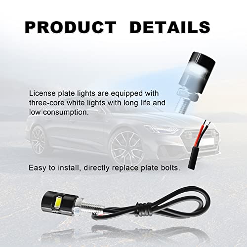 2Pcs License Plate Light, Super Bright 12V White Led Bulb License Screw Bolt Led, Waterproof License Plate Led Bulb Black Aluminium Light Holder Universal For Car Motorcycle Truck Rv Atv Bike #TOP2