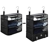 Aomiduo Maleta Colgante Organizador Cubos de Embalaje Compresión Plegable Organizador de Equipaje de Mano para Viajes Oxford Bolsas de Compresión Cubos de Embalaje para Maletas Gancho Grande Negro