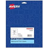 Avery Durable Waterproof Oil-Resistant Film Labels with Sure Feed Technology, 2' x 2' Square, Laser/Pigment-Inkjet, 120 Labels (64503)