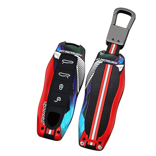 Coque clé Porsche Panamera Macan Cayenne 911 protection métal rouge 4 boutons