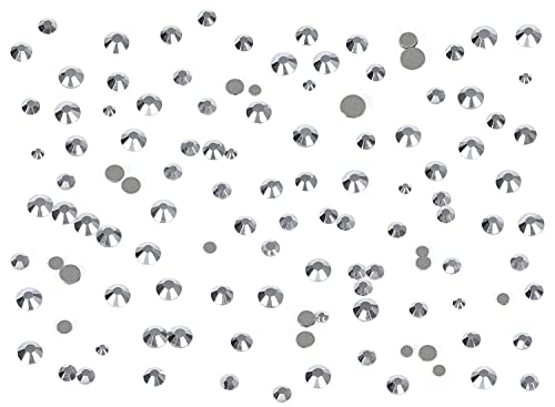 Image of Bymitel 7200 Pieces 6 Different Sizes Stick on Glass Rhinestones Round Crystal Gemstones Flat Back for DIY Jewelry Making with a Picking Pen (6 Sizes, 7200 Pieces)