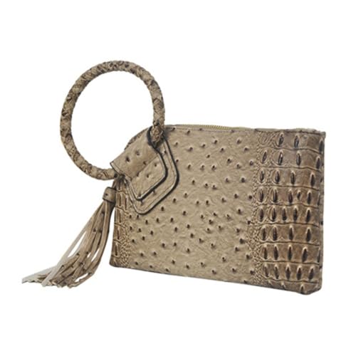 Image of NGIL Faux Leather Mini Wristlet Purse | Women's Handbag, Fashion Wristlet Wallet, Compact Everyday Purse with Fringe Tassel