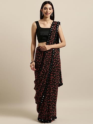 Womanista Women's Floral Printed Poly Georgette Saree (Image - 2)