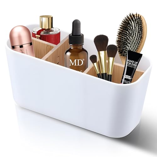 Organizador Escritorio, Organizador de Maquillaje, Portacepillos, Portaobjetos sobremesa Mandos TV, Portalápices Multiusos para Oficina, Accesorios Para Baño, Portalapices Escritorio (Blanco, Grande)