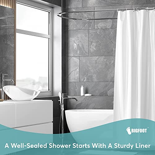 Image of BigFoot Shower Curtain - 72 x 84 PEVA Premium Shower Curtain with Rustproof Metal Grommet and 3 Magnetic Weights - Odor Free and Compatible with Standard Showers, Frosted