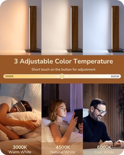 Edishine Led Table Lamp, Small Wood Bedside Lamp With 3 Color Temperature thumb #2