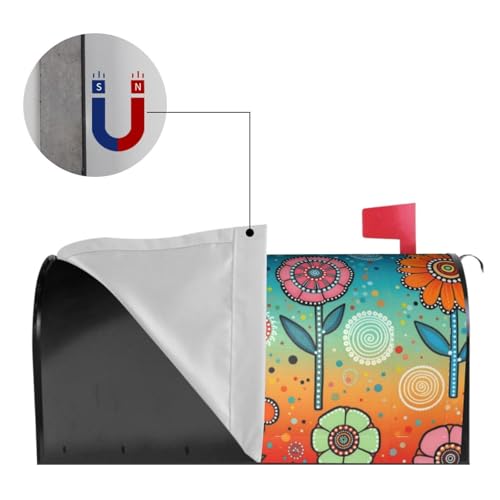 Image of Abstract Colorful Flowers Mailbox Cover Magnetic Waterproof Mailbox Wraps Post Letter Box Decor 21x18 in