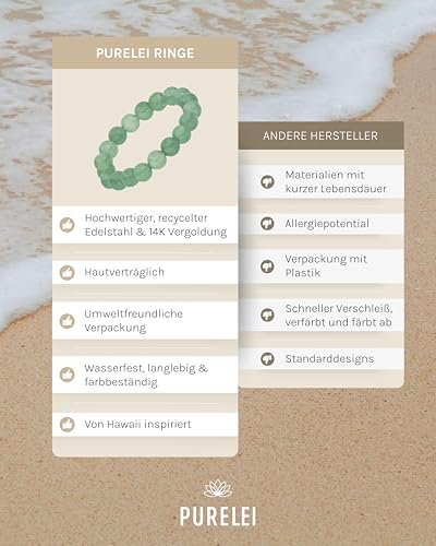Purelei Aventurine Light Anxiety Ring (S-M) – Verstellbarer Damenring aus Aventurin-Perlen – Wasserfester Ring Damen – Anti Stress Ring… – Ansicht 4