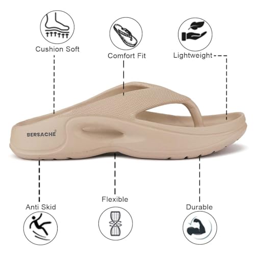 Image of BERSACHE Lightweight Stylish Flip Flop with Sole for Men (Grey)