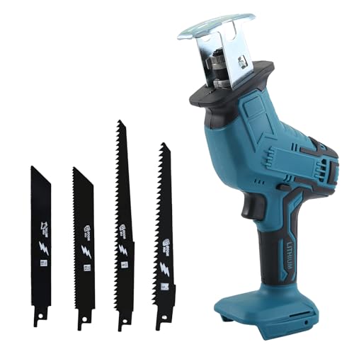 Cordless Reciprocating Saw Compatible with Makita 18V Battery Reciprocating Saw 3500SPM Stroke Speed with 4 Blades for Metal Wood PVC Cutting(Battery Not Included)