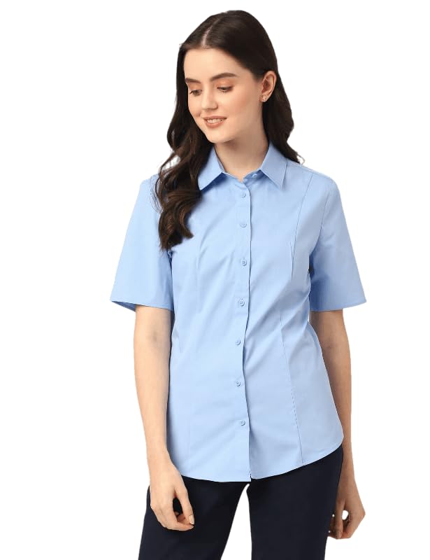 Image of Marks & Spencer Womens Solid Polyester Blend Collared Neck Regular Fit Shirt